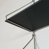 Vintage mid century loop shelf black glass metal