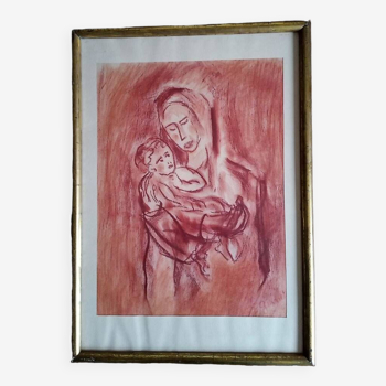 Georges Gimel (1898-1962) Sanguine - mother and child 40 x 30 cm