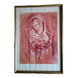Georges Gimel (1898-1962) Sanguine - mother and child 40 x 30 cm