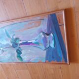Peinture , huile sur bois , bouquer de fleurs signé Pascal Louvet