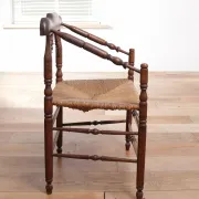 Rare antique Dutch oak armchair with rush seat