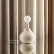 Vintage White Crackled Glazed Ceramic Lamp | Stoneware Base Varnished Light Bohemian Chic Artisan Table Bedside Lamp