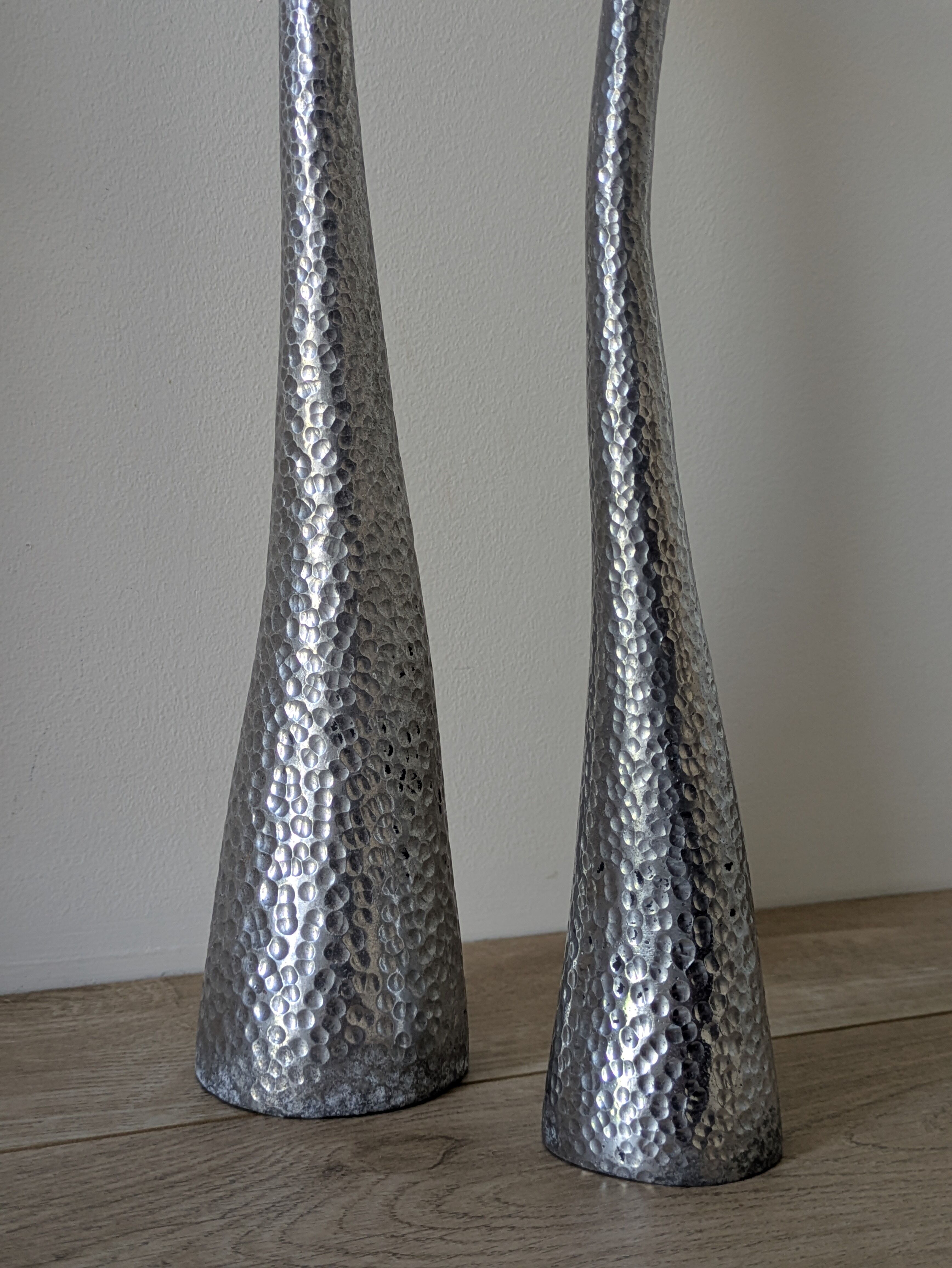 Brutalist hammered candlesticks