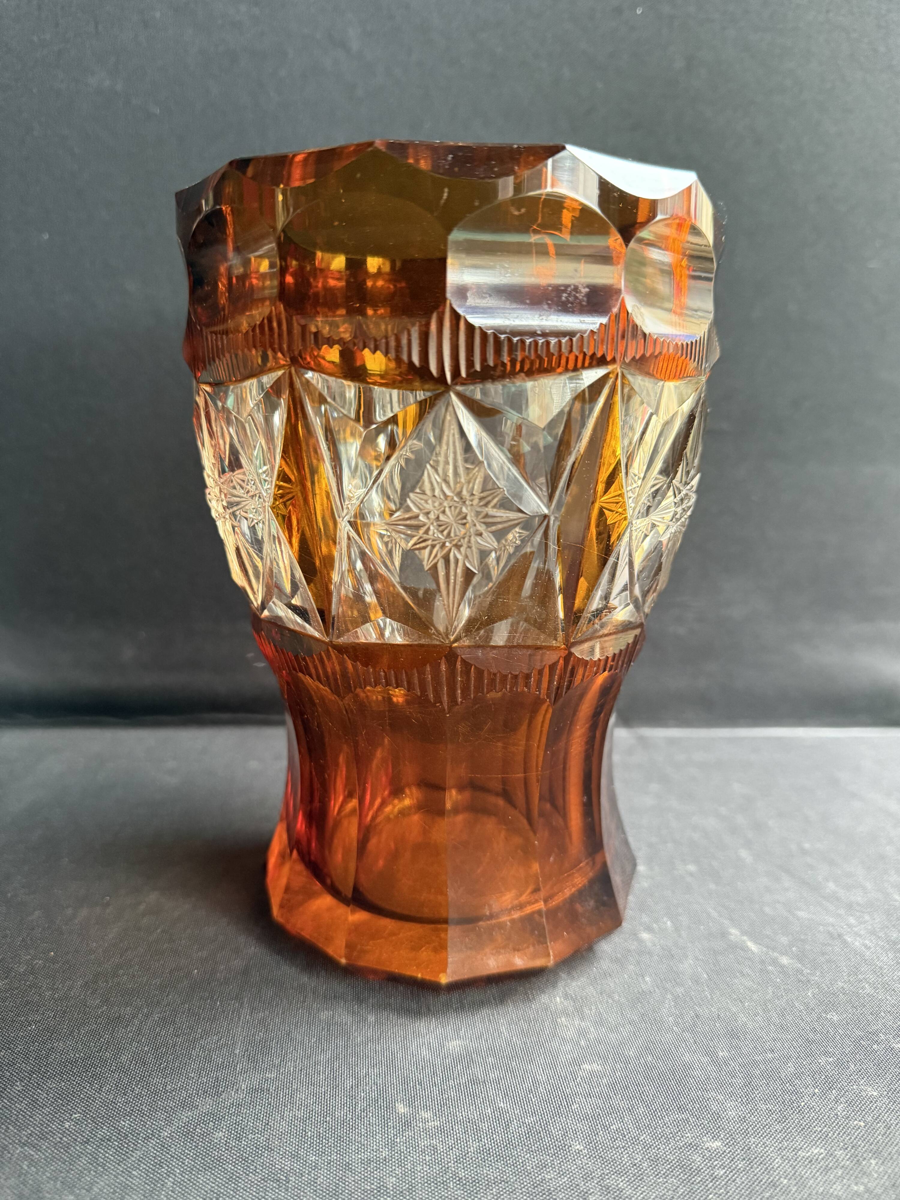 Amber Crystal Vase – Bohemia