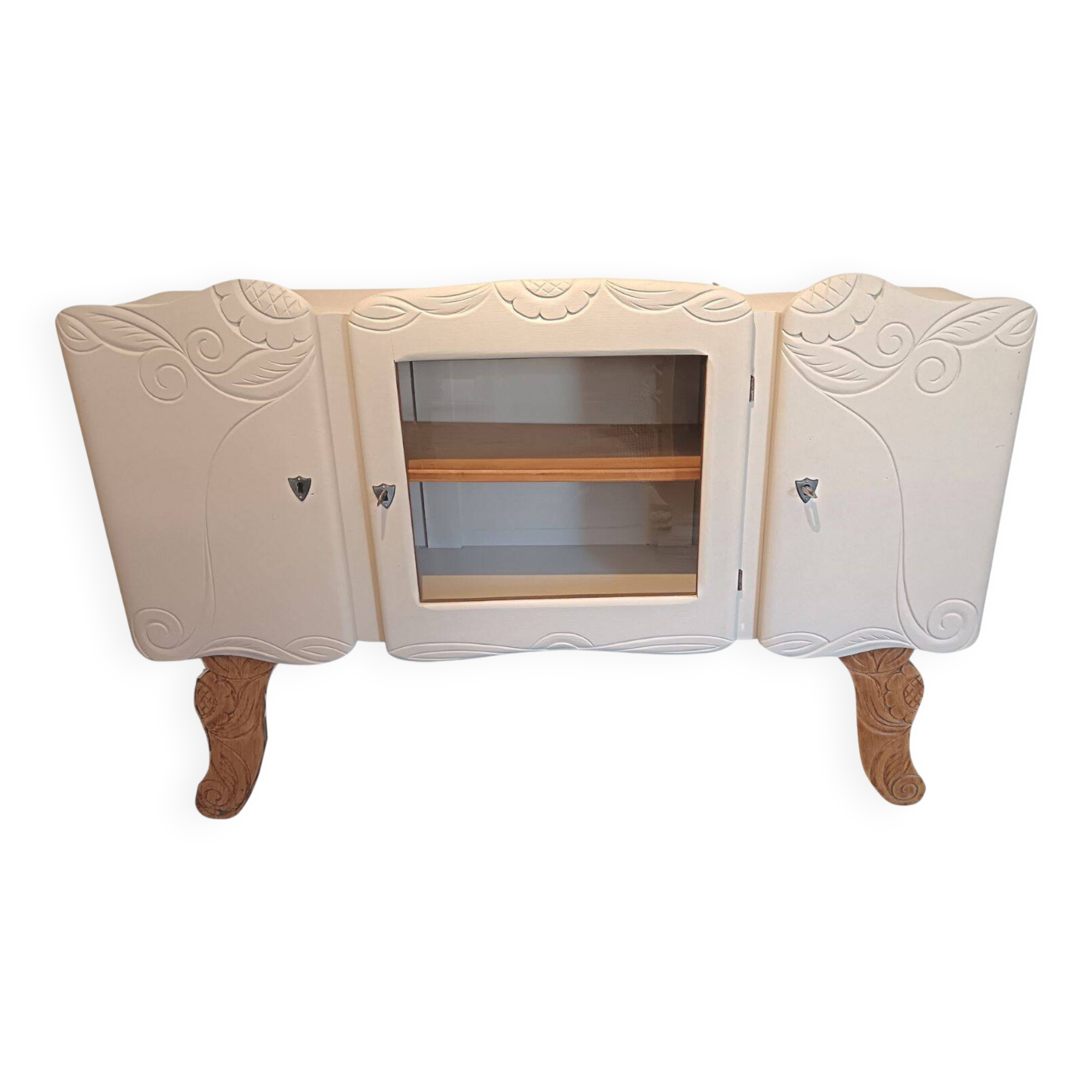 Beige Art Deco display cabinet