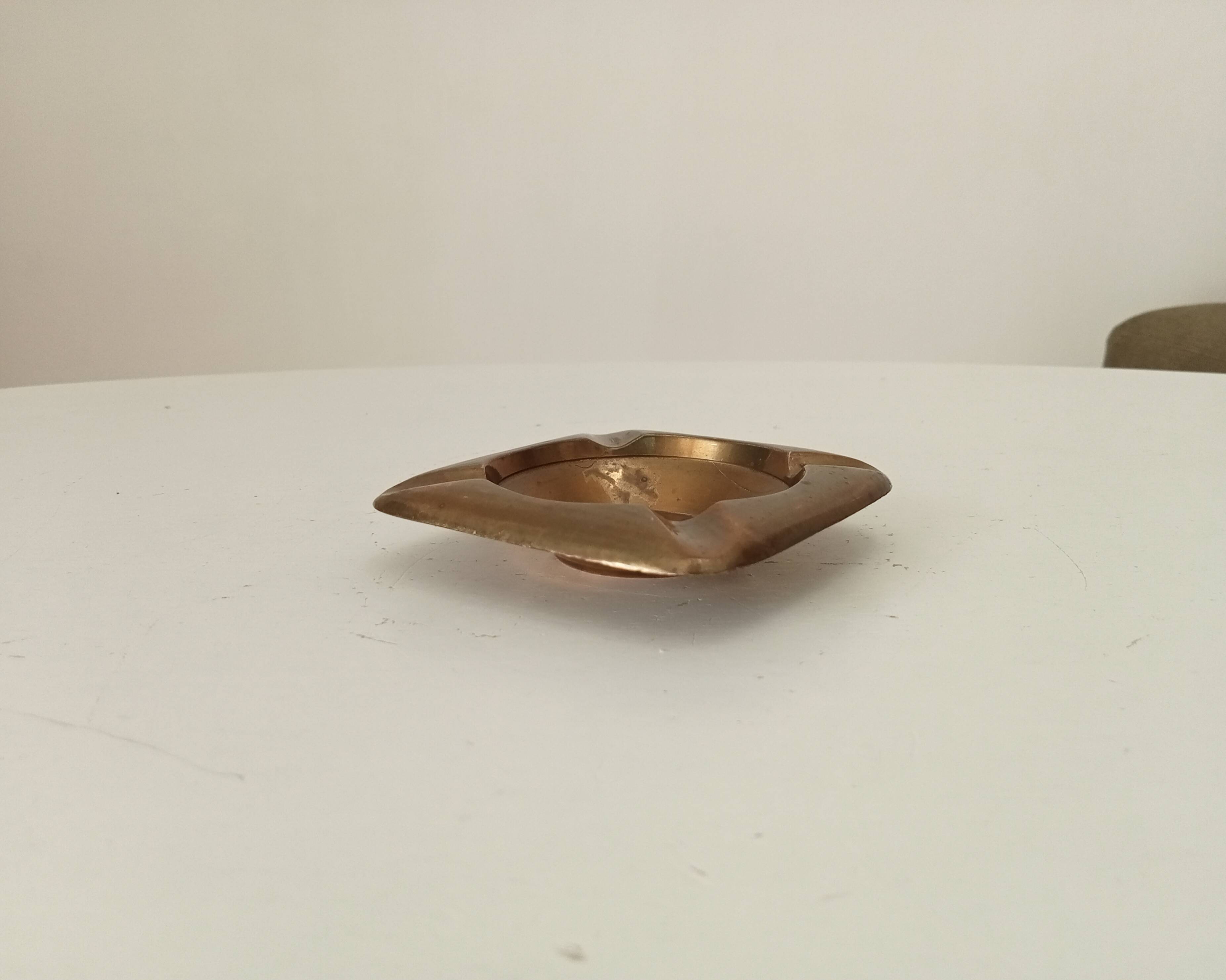 Vintage designer ashtray in solid gold brass