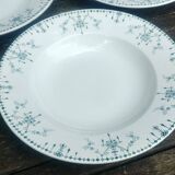 Three soup plates in opaque iron earth porcelain Moustier cluny KG model Victoria