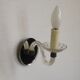 French Vintage Small Mirrored Backplate Wall Sconce Glass Arm & Bobeche