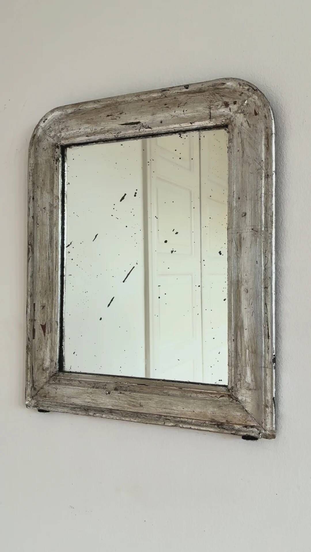 Antique French Louis Philippe silvered giltwood mirror – late 19th century