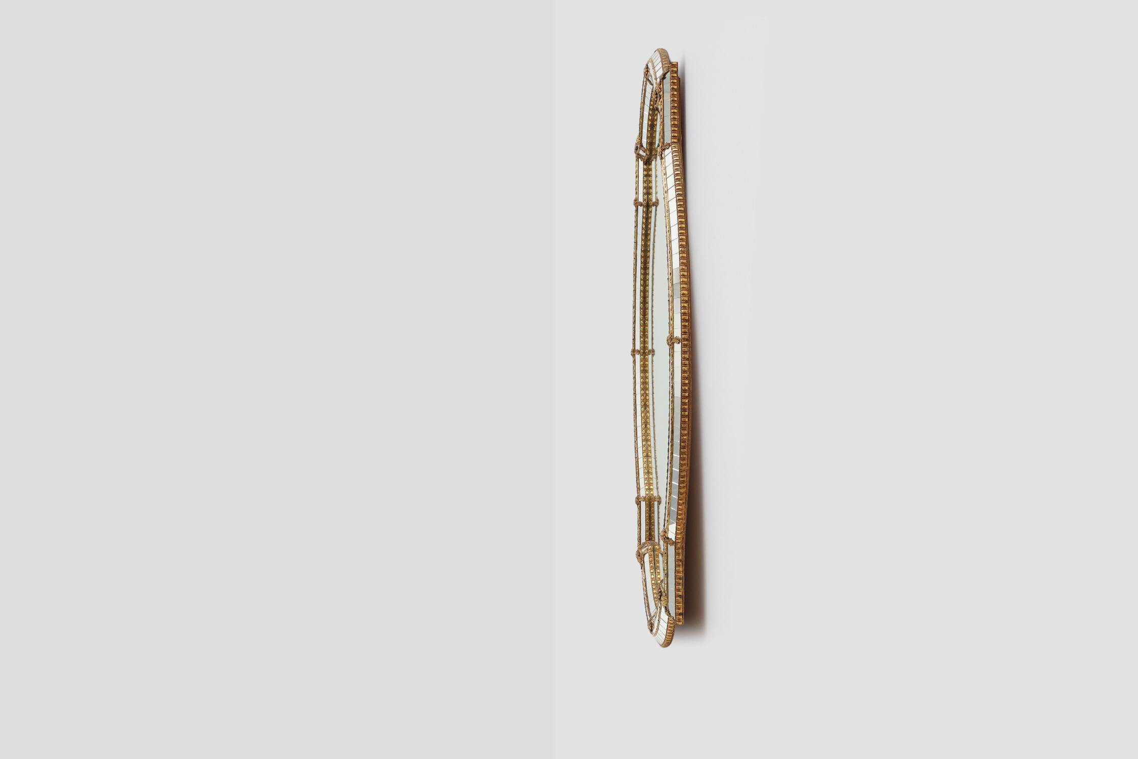 Miroir trapézoïdal en laiton et mosaïque de style vénitien, XXe siècle