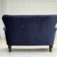 1960s, Danish 2-seater sofa, original blue furniture velour, beech wood.