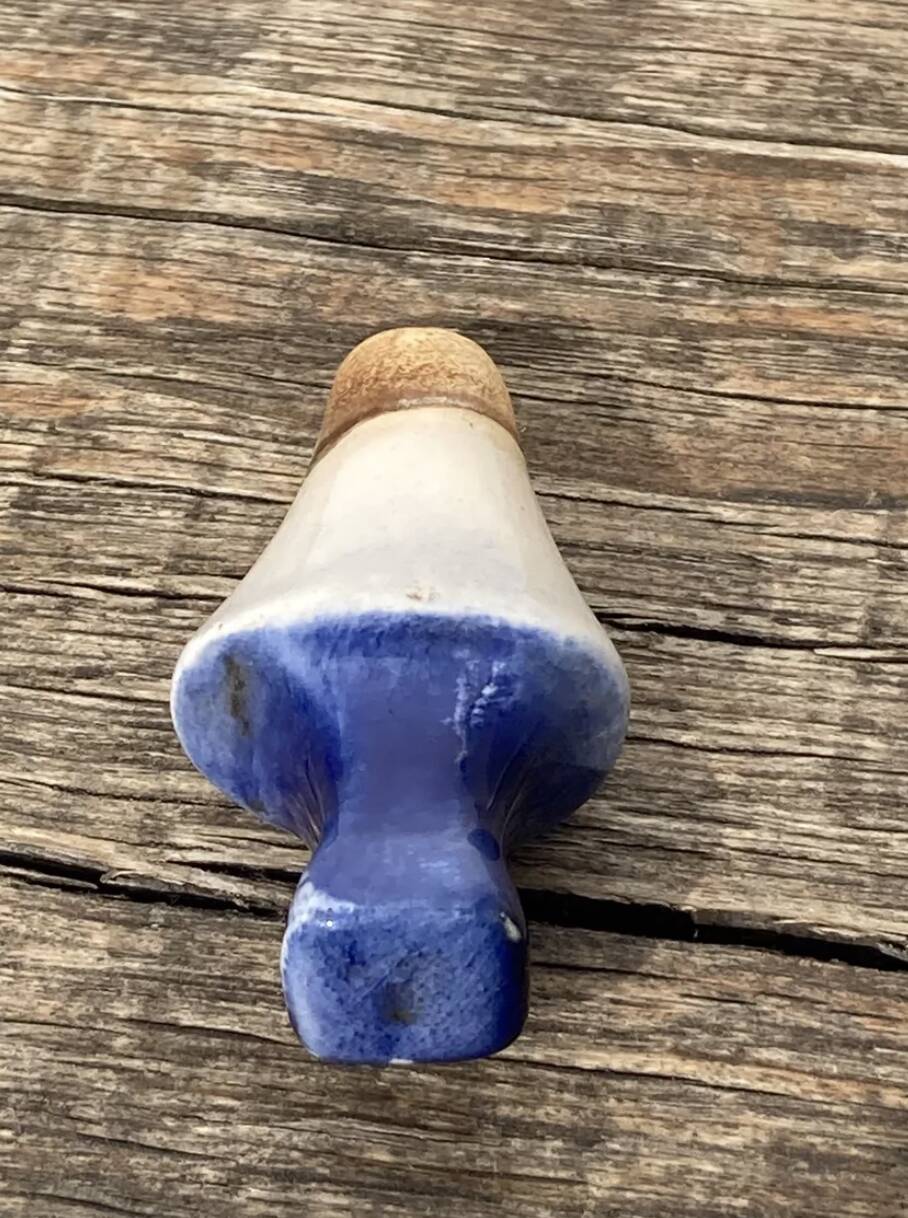 Vinaigrier XIXème bouteille à décor bleu et blanc