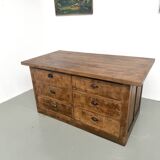 Solid oak trade counter, six drawers, France, circa 1920.