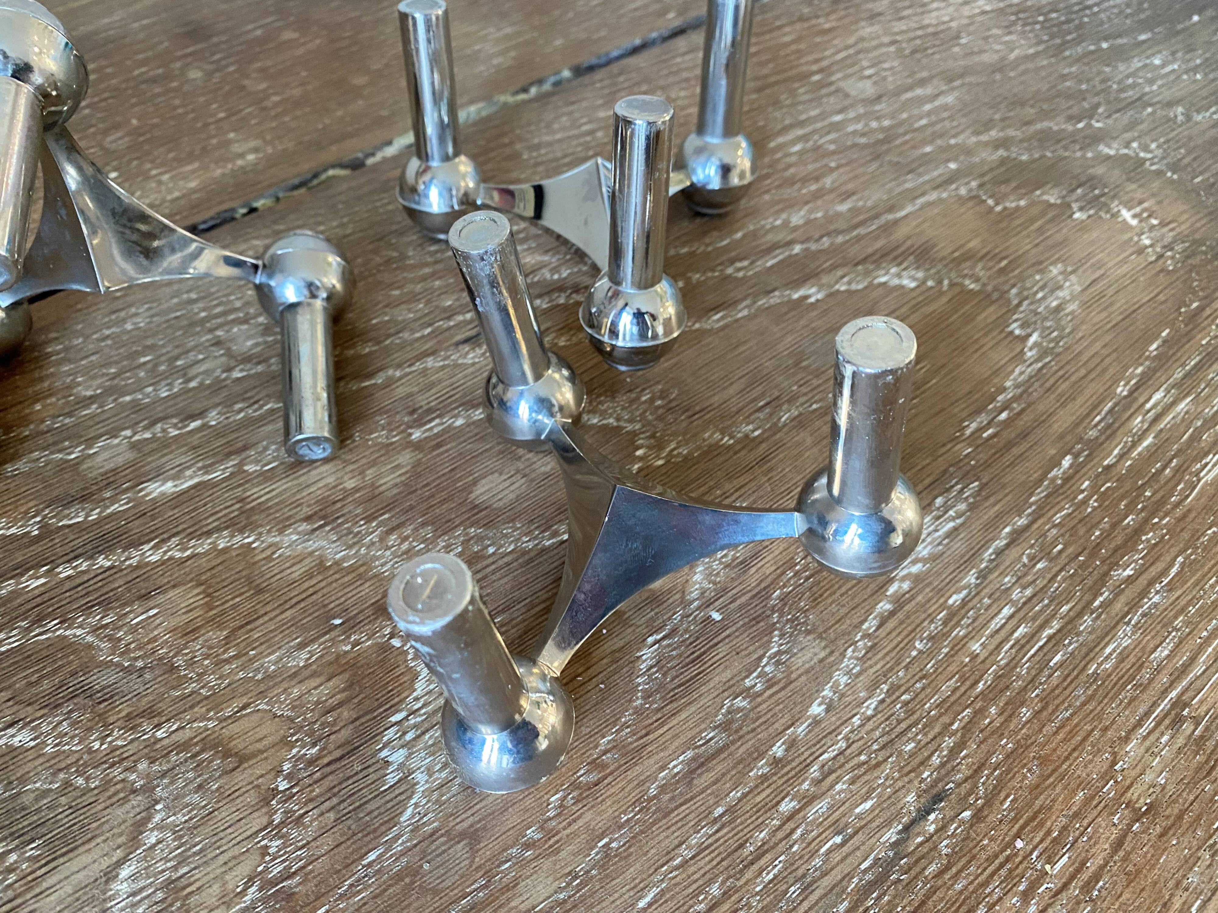 Series of 3 nagel s22 modular candlesticks with their original vintage box 1970