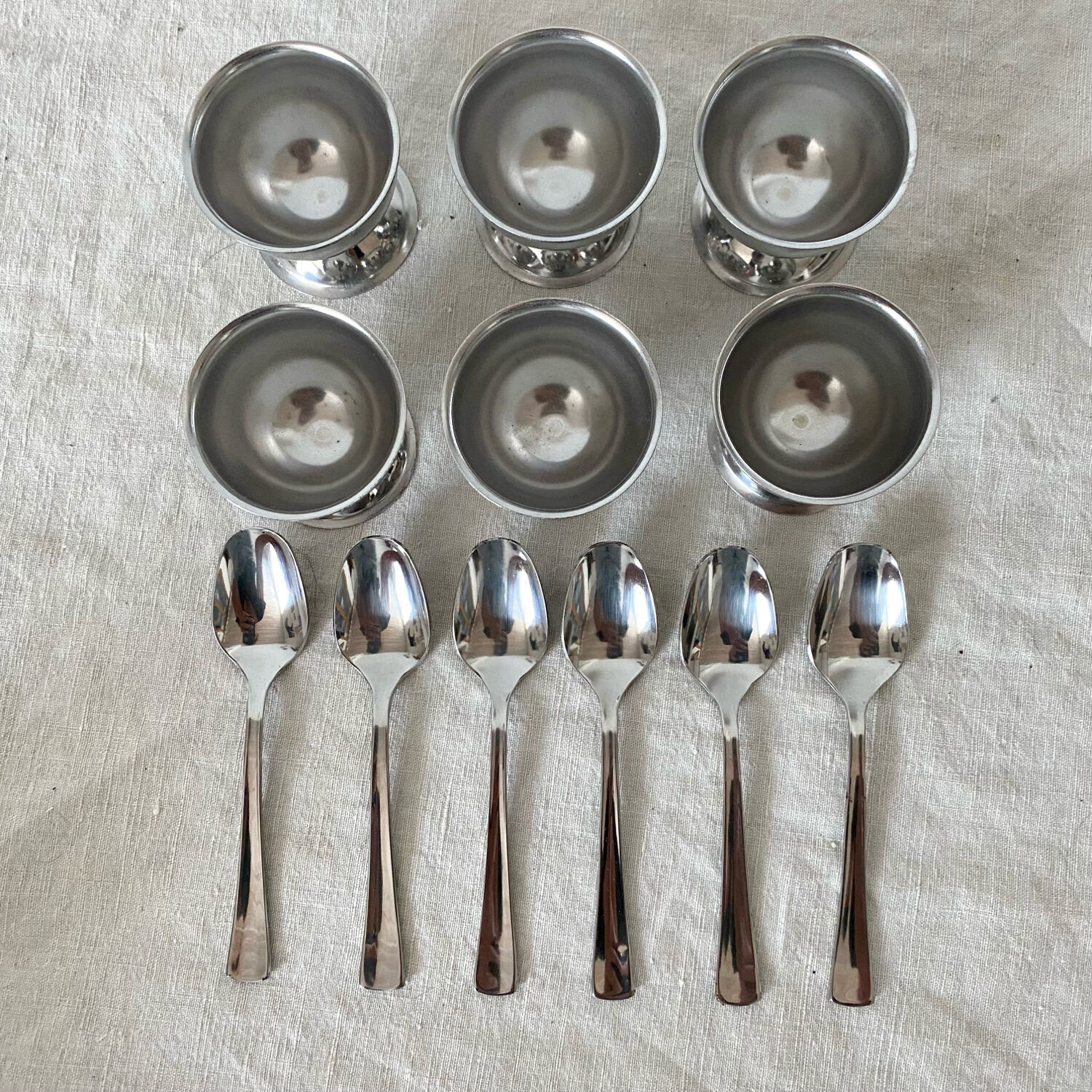 Set of stainless steel egg cups by Guy Degrenne