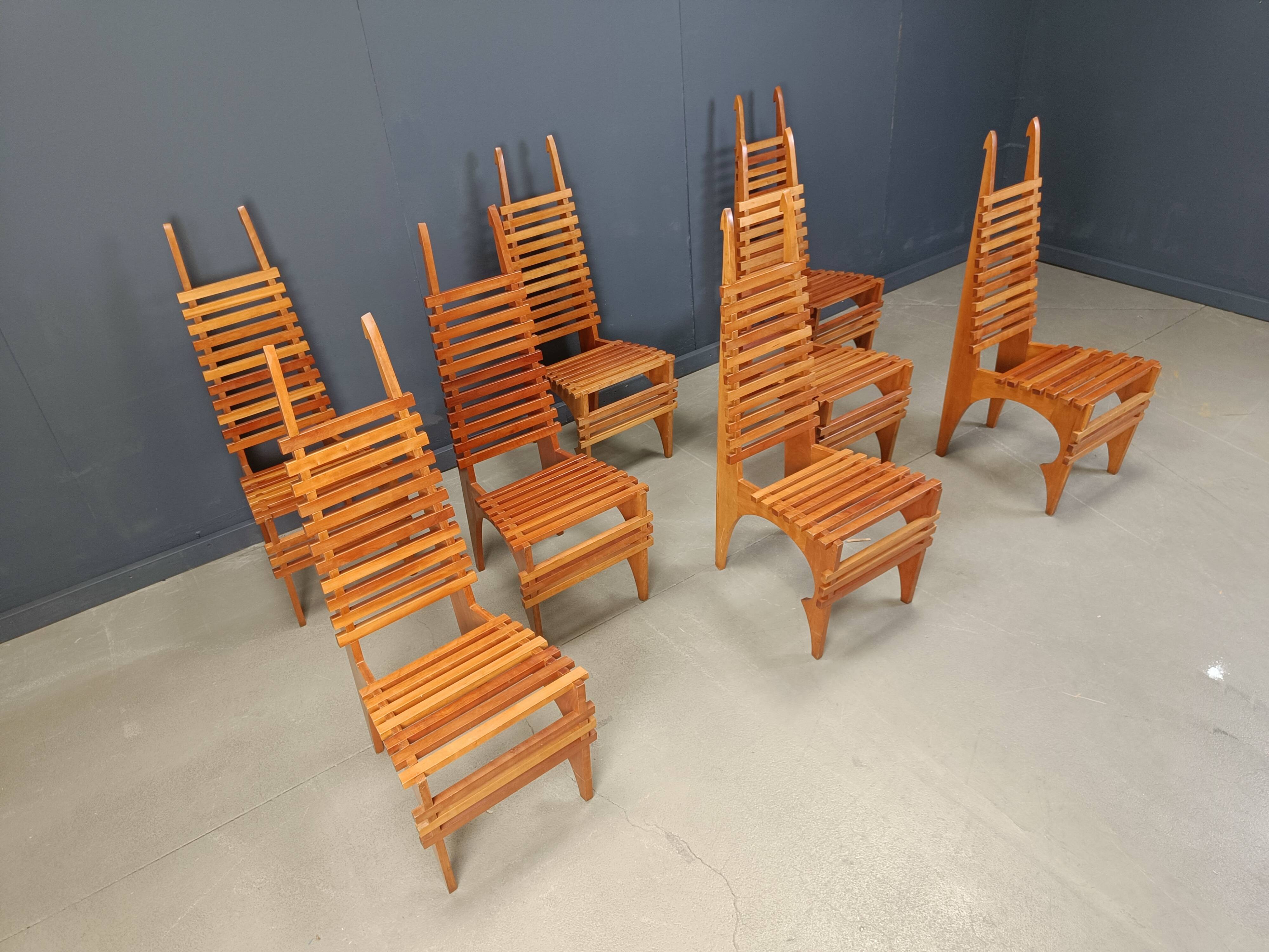 Postmodern 'Calcar' dining chairs by Benoit Lange, 1990s