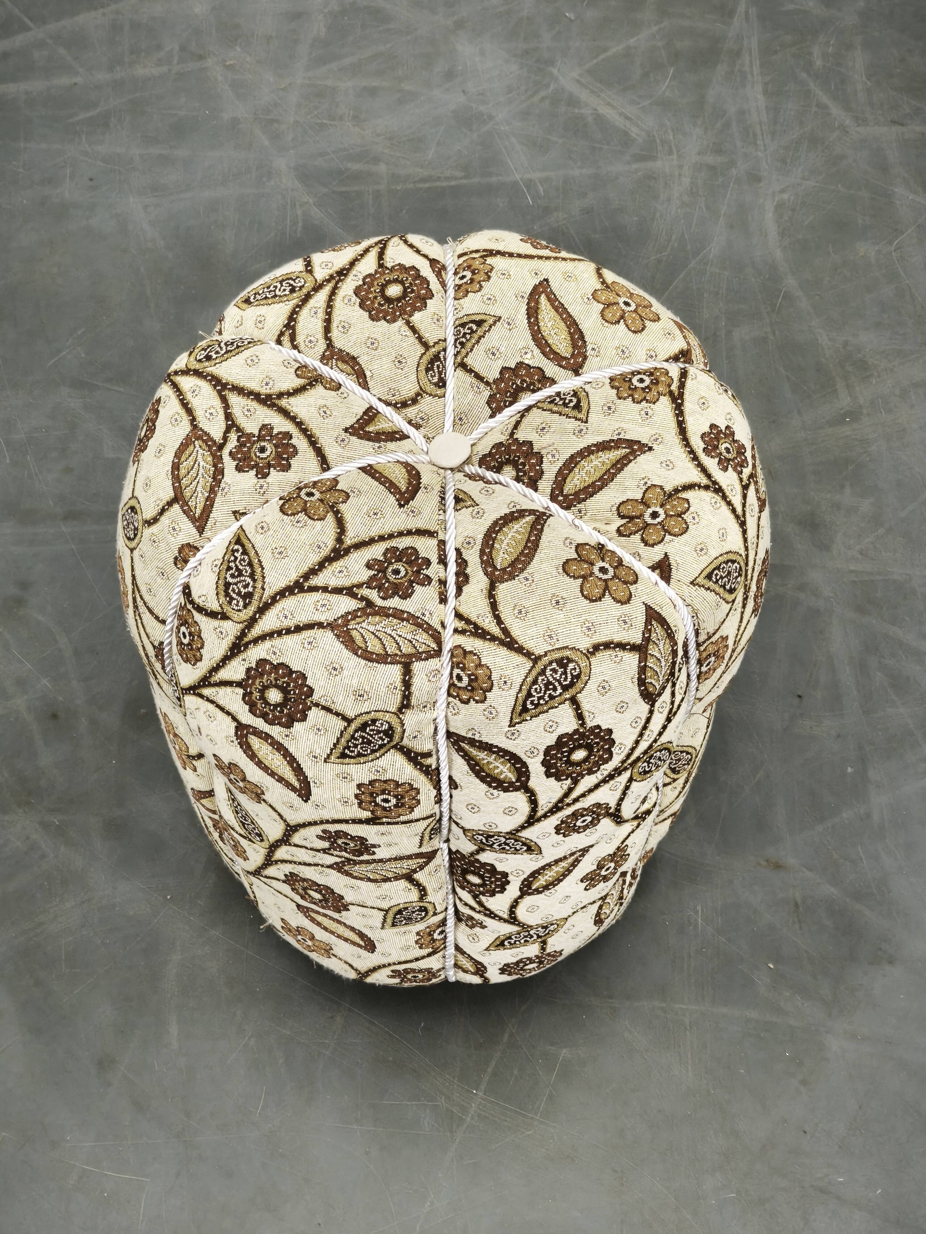 Art Deco Floral Upholstered Pouf Ottoman, Czechoslovakia, 1940s