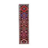 Hand-knotted wool turkish multicolor runner carpet 90 cm x 364 cm