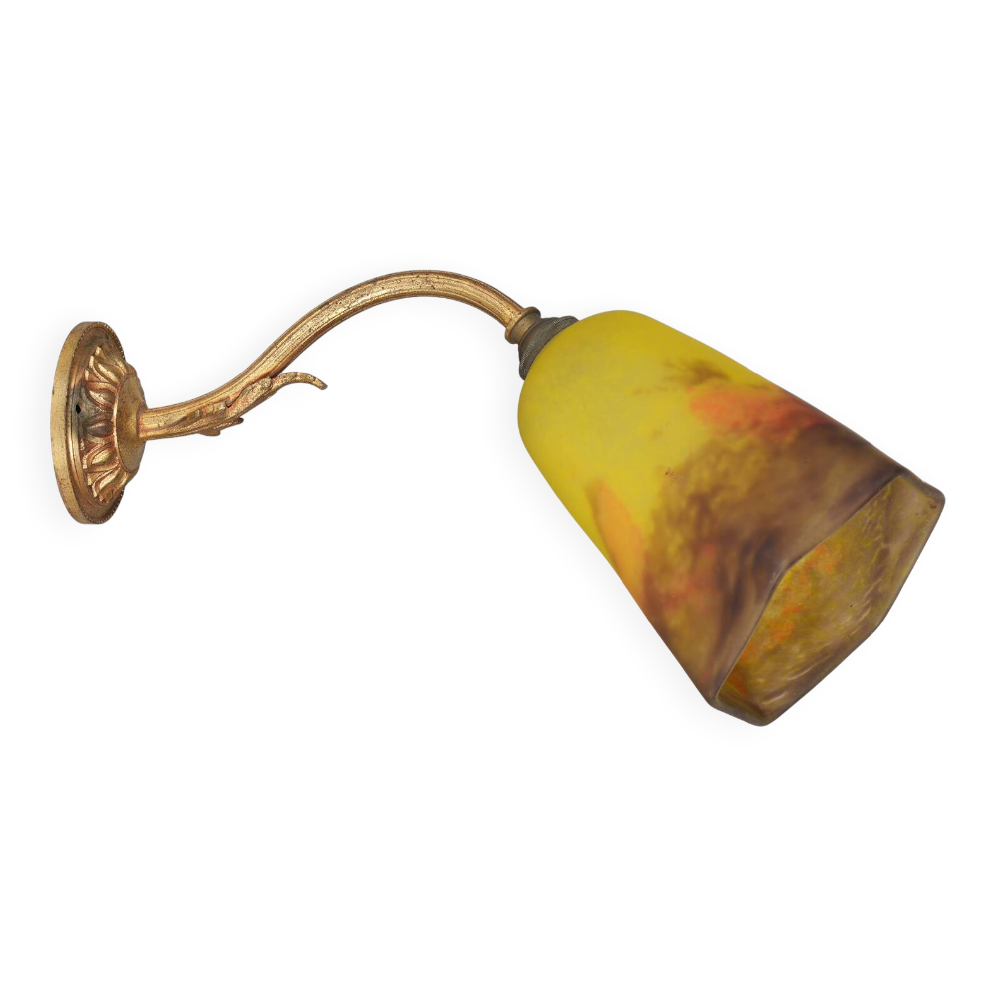 Glass paste wall light by Degue, circa 1920, Art Nouveau.