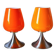 Paire de lampes space age en opaline orange et métal chromé