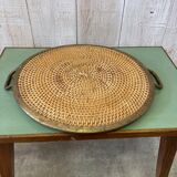 Wicker & brass tray