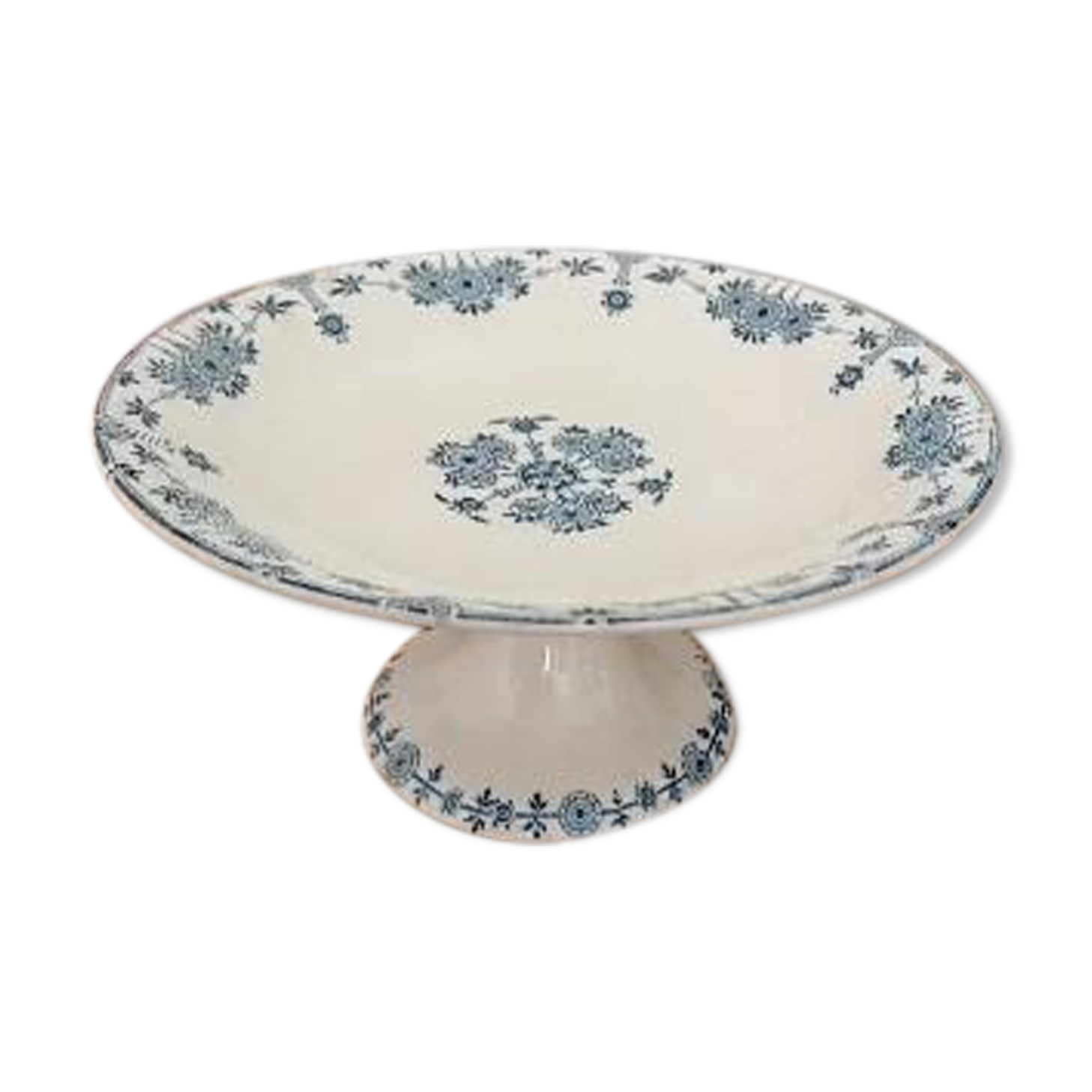 Composition in earthenware iron earth Gien model Stocklom blue art nouveau