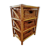 Standing shelf with rattan and bamboo drawers
