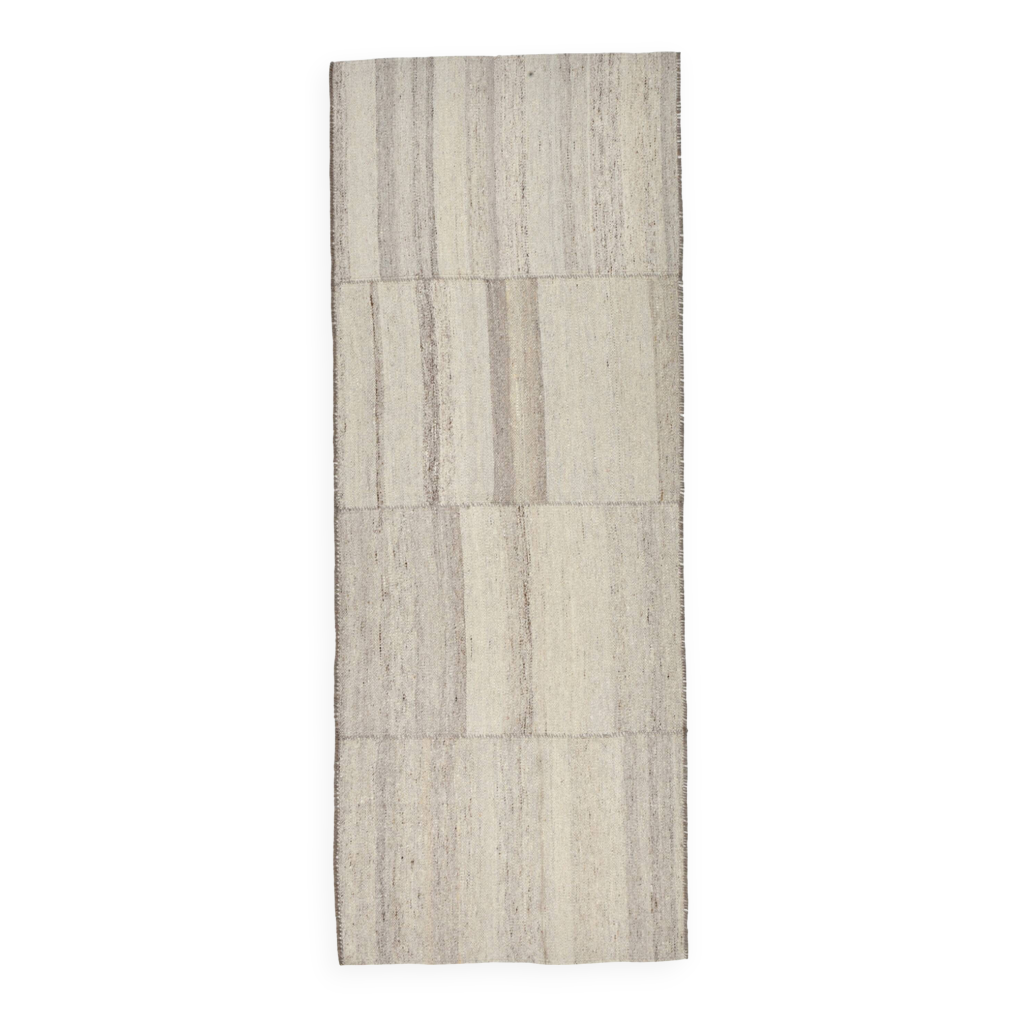 Beige & Brown Kilim Runner Rug, 95x257Cm