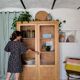 Vintage 1950s light oak school display cabinet – Vintage bookshelf