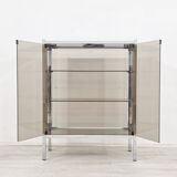 Chrome metal display cabinet with smoked glass – modernist design, 1920s.