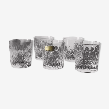 Set of 5 whisky glasses in crystal model Yvan made in Lorraine