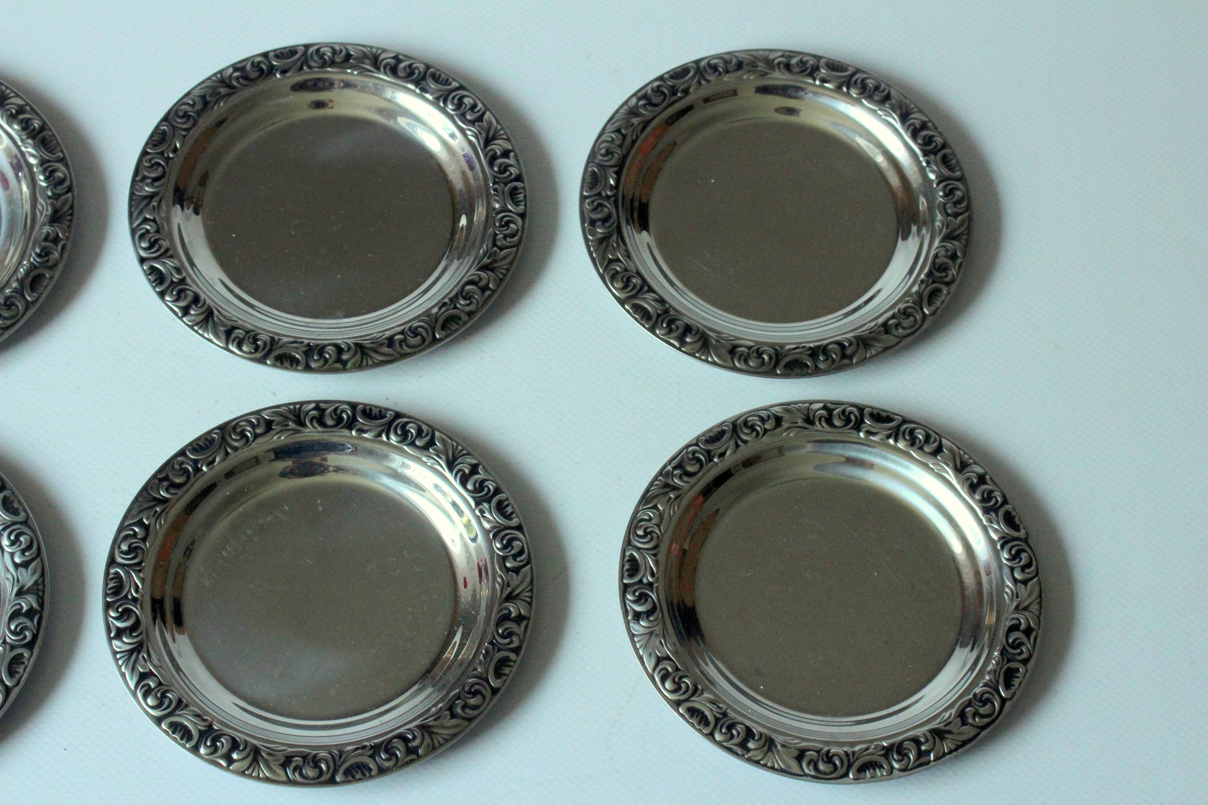 6 stainless steel coasters by WMF - marked - Vintage from the 60s