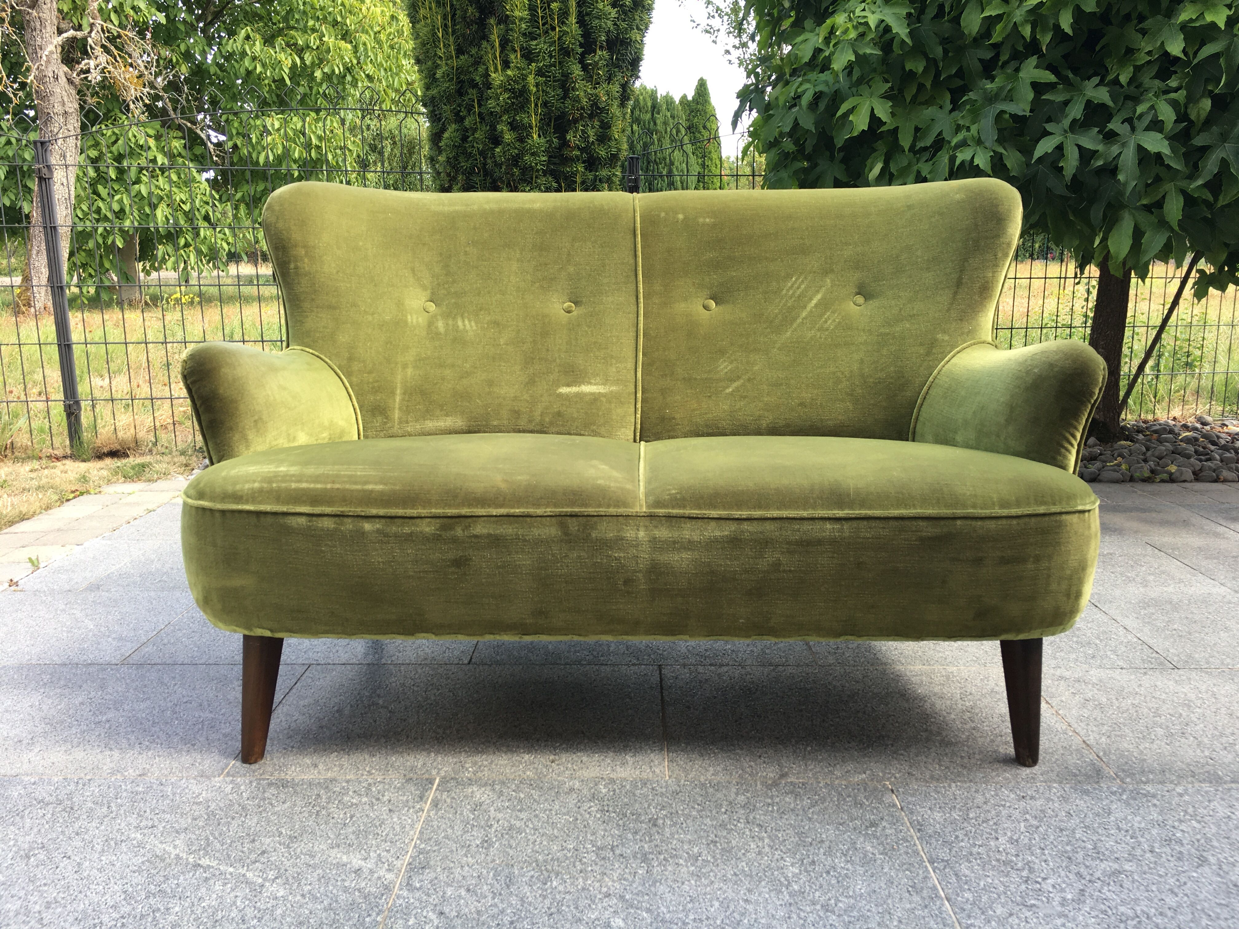 sofa 2 places organic velvet 60s