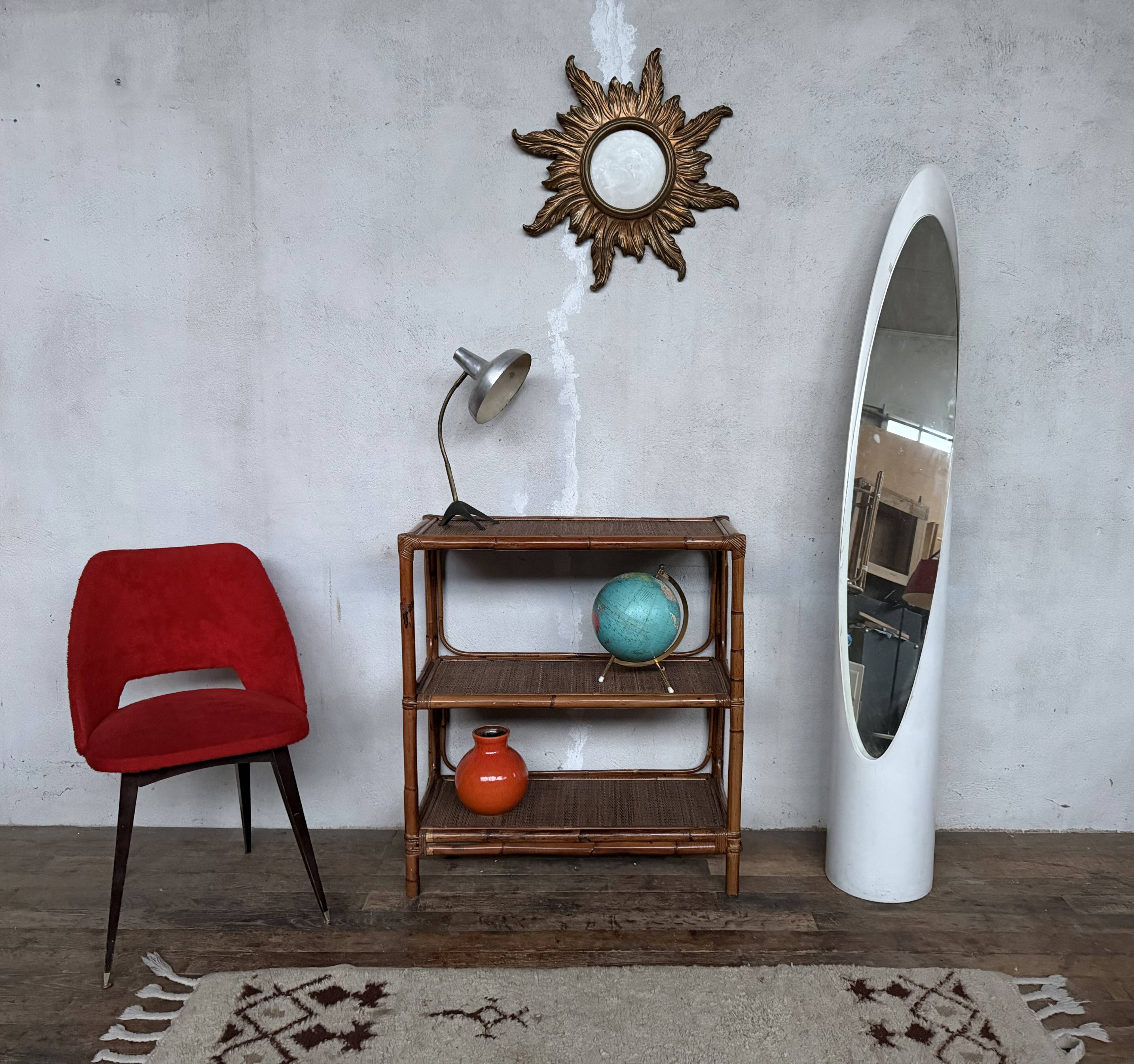 Vintage rattan bamboo wicker bookshelf