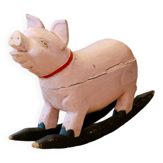 Wooden rocking pig early 20th century