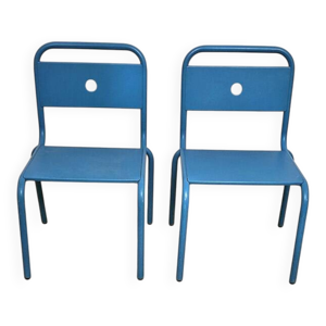 Paire de chaises d’écoliers - bleu