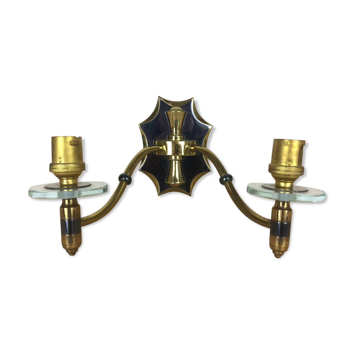 Applique double laiton verre années 50