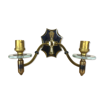 Double brass wall lamp glass 50s