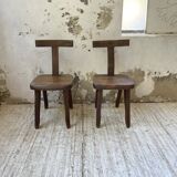 Pair of Aranjou elm “T” chairs