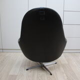 Fauteuil pivotant vintage en similicuir noir par Pastoe 60s