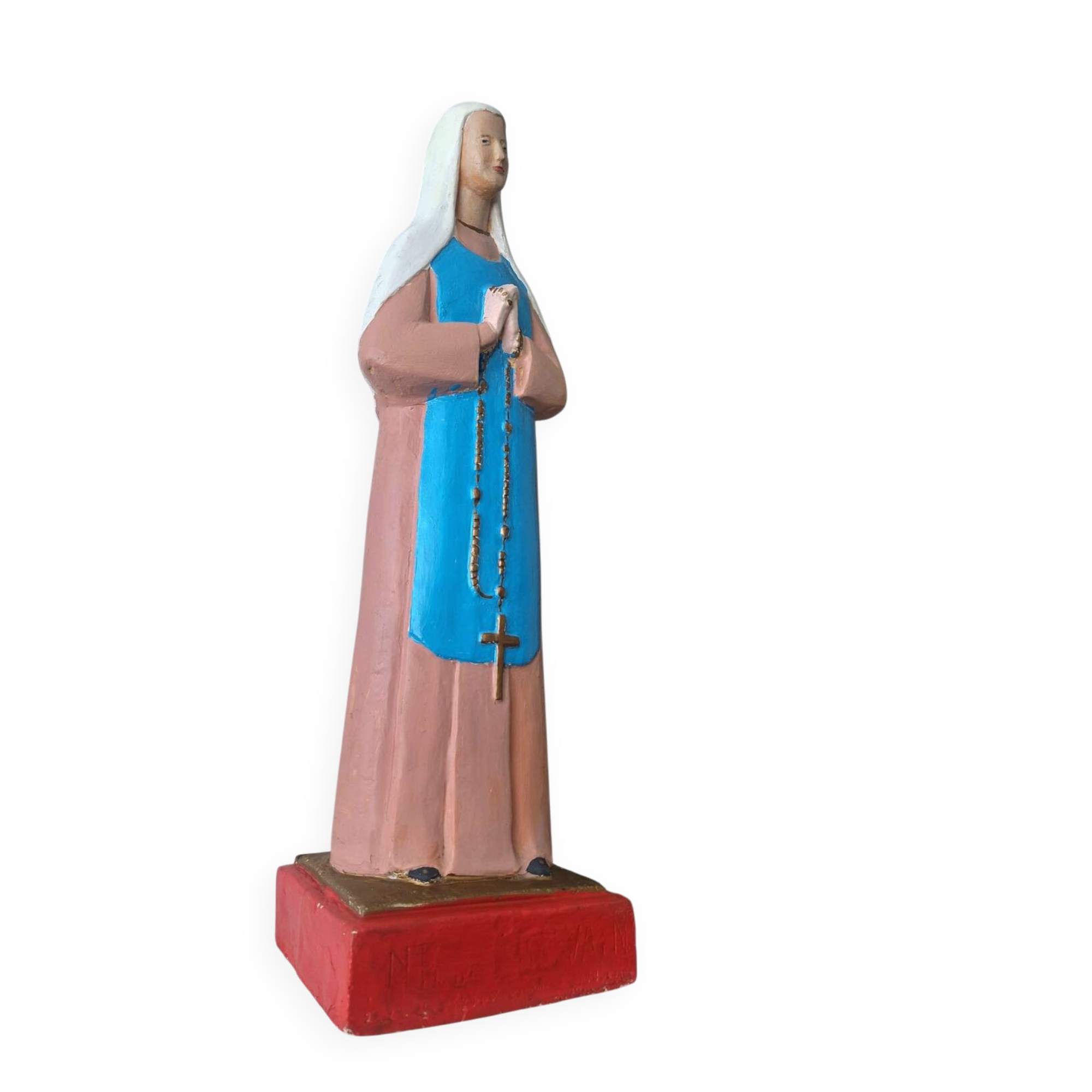 Large antique statue of the Virgin, vintage religious decoration