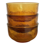 3 "Lever" brand bowls, amber textured