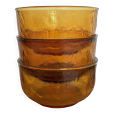3 "Lever" brand bowls, amber textured