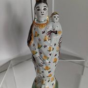 Virgin and Child in polychrome earthenware, 18th century, Nevers
