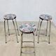 Set of 3 chrome tubular steel bar stools