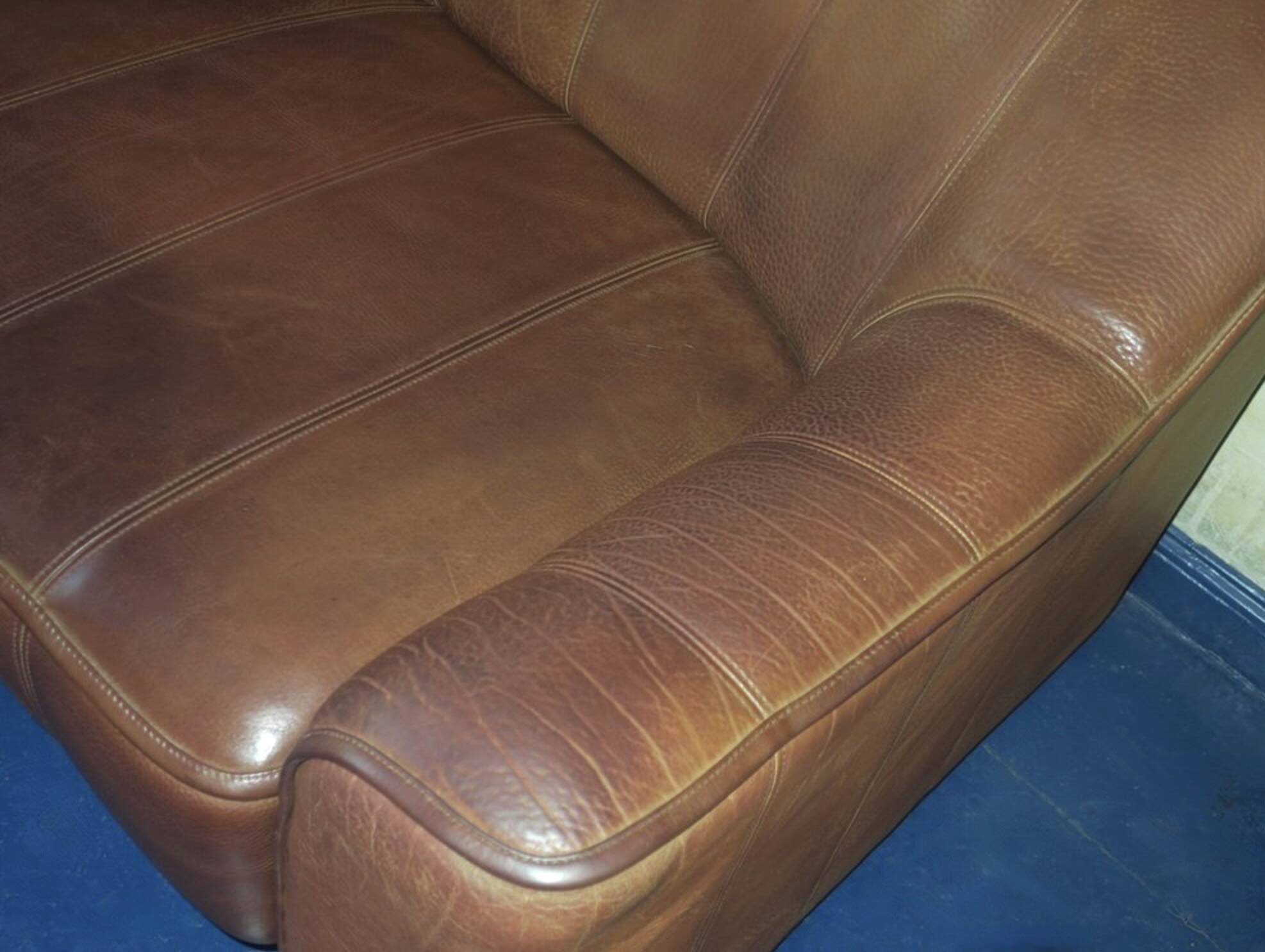 De Sede DS44 buffalo leather 3-seater sofa, 1970s
