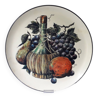 Plat rond fruité des années 70 (33cm) A1