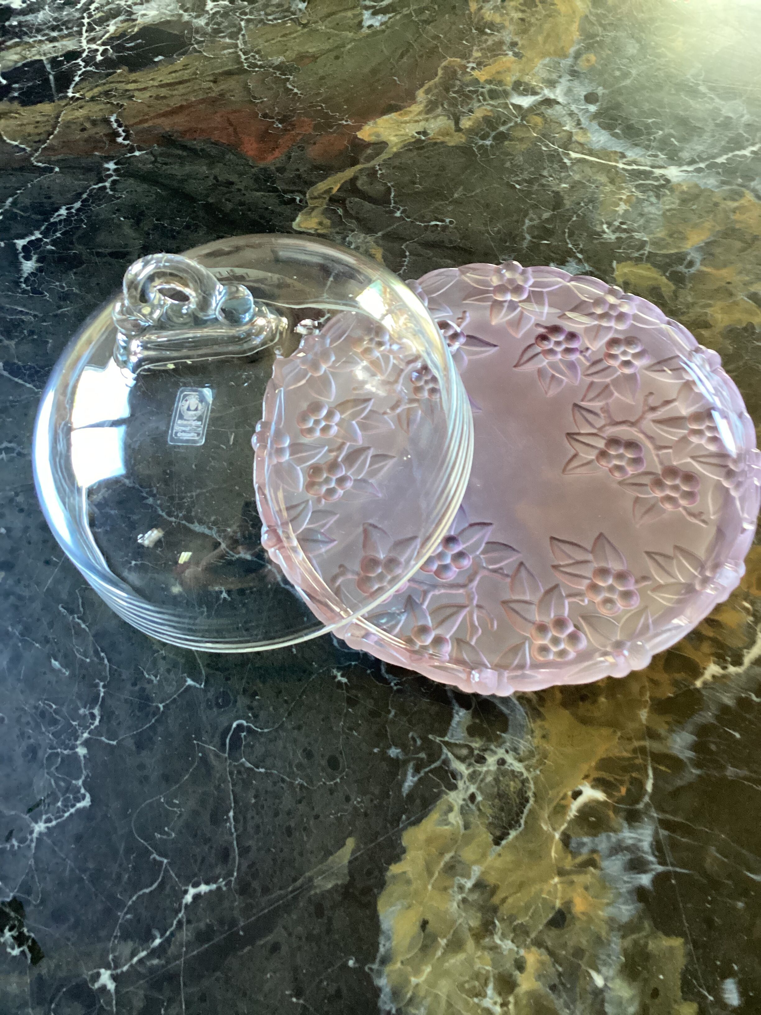W.Germany crystal cheese cover on tray dimensions: height -15cm- diameter -22cm-