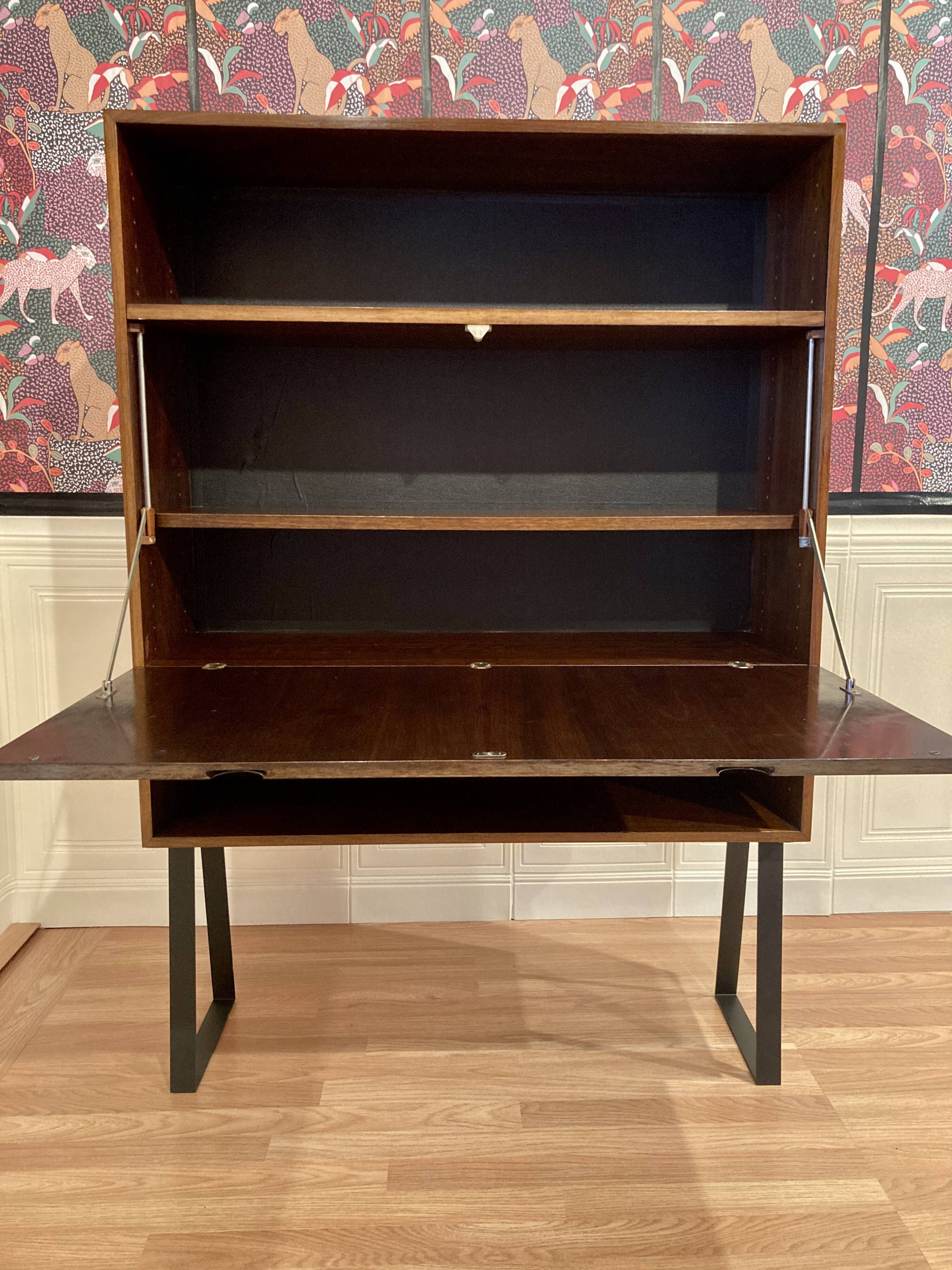 WALL MOUNTED ROSEWOOD DESK SCANDINAVIAN DESIGN.