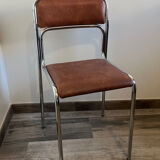 4 chrome chairs in faux leather